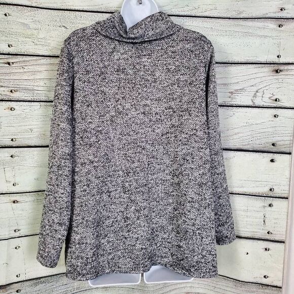 Lane Bryant Women’s Cowl Neck Sweater Size 14/16 Gray Marled Knit Pullover Long - Picture 4 of 7
